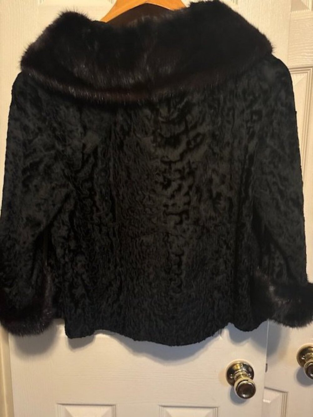 Vintage 1960s Persian Lamb Cropped Coat with Mink Collar - Picture 3 of 3